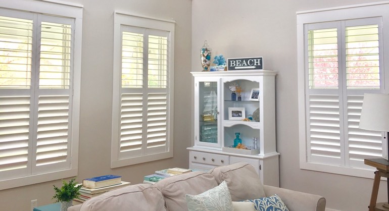 Austin Texas shutters in living room